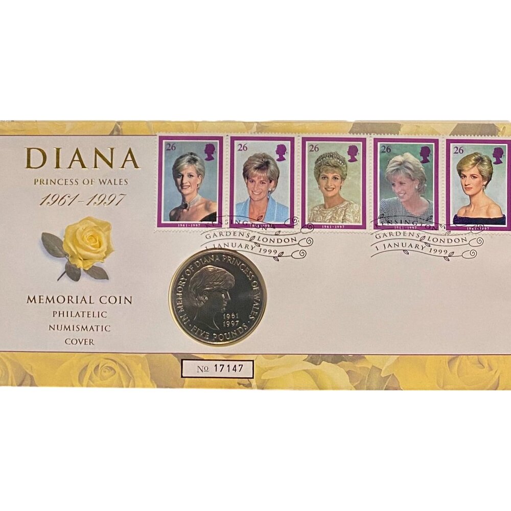Princess Diana Memorial Coin & Stamp Set 1999 Philatelic Numismatic Cover With Y